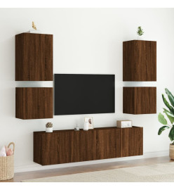 Unités murales TV 6 pcs chêne marron bois d'ingénierie