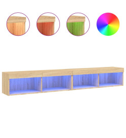 Meubles TV avec lumières LED 2 pcs chêne sonoma 100x30x30 cm