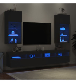 Meubles TV avec lumières LED 2 pcs noir 40,5x30x90 cm