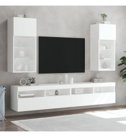 Meubles TV avec lumières LED 2 pcs blanc 40,5x30x90 cm