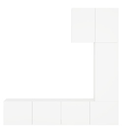 Unités murales TV 5 pcs blanc bois d'ingénierie