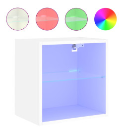 Tables de chevet murales avec lumières LED 2 pcs blanc