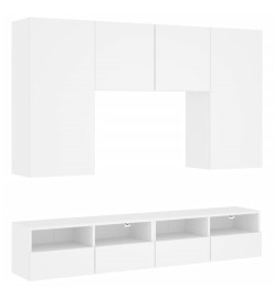 Unités murales TV 5 pcs blanc bois d'ingénierie