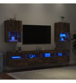 Meubles TV avec lumières LED 2 pcs chêne fumé 40,5x30x60 cm