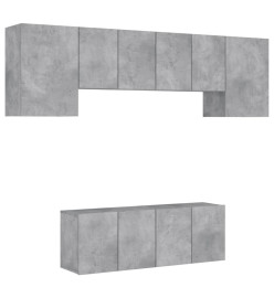 Unités murales TV 6 pcs gris béton bois d'ingénierie