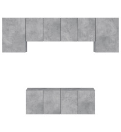 Unités murales TV 6 pcs gris béton bois d'ingénierie