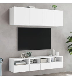 Unités murales TV 5 pcs blanc bois d'ingénierie