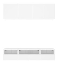 Unités murales TV 5 pcs blanc bois d'ingénierie