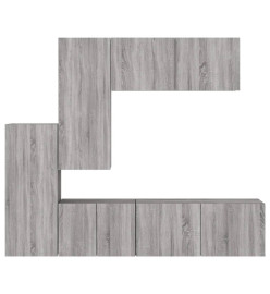 Unités murales TV 5 pcs sonoma gris bois d'ingénierie