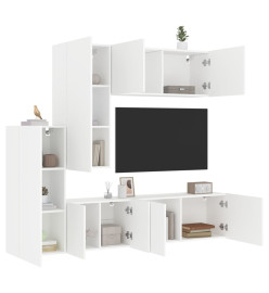 Unités murales TV 5 pcs blanc bois d'ingénierie