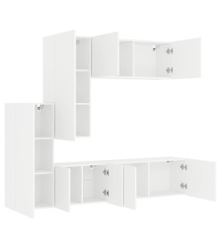 Unités murales TV 5 pcs blanc bois d'ingénierie