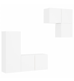 Unités murales TV 4 pcs blanc bois d'ingénierie