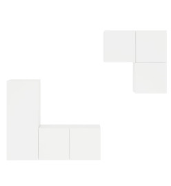 Unités murales TV 4 pcs blanc bois d'ingénierie