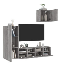 Unités murales TV 4 pcs sonoma gris bois d'ingénierie