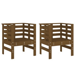 Chaises de jardin lot de 2 marron miel 61,5x53x71 cm pin massif