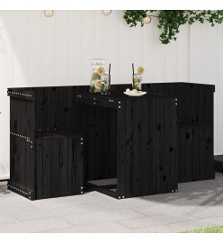 Set de balcon 2 places noir bois de pin massif
