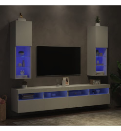 Meubles TV avec lumières LED 2 pcs blanc 30,5x30x102 cm