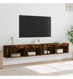 Meubles TV avec lumières LED 2 pcs chêne fumé 100x30x30 cm