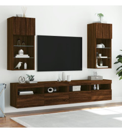 Meubles TV avec lumières LED 2 pcs chêne marron 40,5x30x90 cm