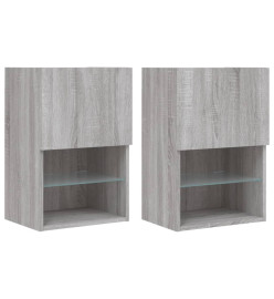 Meubles TV avec lumières LED 2 pcs sonoma gris 40,5x30x60 cm