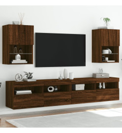 Meubles TV avec lumières LED 2 pcs chêne marron 40,5x30x60 cm