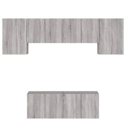 Unités murales TV 6 pcs sonoma gris bois d'ingénierie