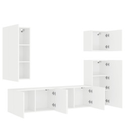 Unités murales TV 5 pcs blanc bois d'ingénierie