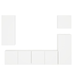 Unités murales TV 5 pcs blanc bois d'ingénierie