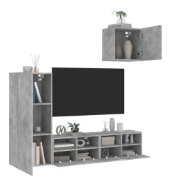 Unités murales TV 4 pcs gris béton bois d'ingénierie