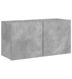 Unités murales TV 4 pcs gris béton bois d'ingénierie