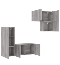 Unités murales TV 4 pcs sonoma gris bois d'ingénierie