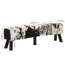 Banc noir et blanc 160x28x50 cm cuir de chèvre véritable