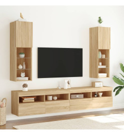 Meubles TV avec lumières LED 2 pcs chêne sonoma 30,5x30x102 cm