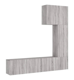 Unités murales TV 5 pcs sonoma gris bois d'ingénierie