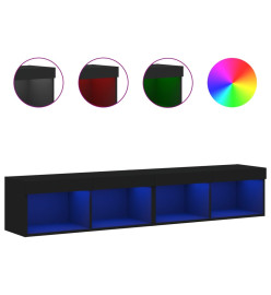 Meubles TV avec lumières LED 2 pcs noir 80x30x30 cm