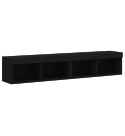 Meubles TV avec lumières LED 2 pcs noir 80x30x30 cm