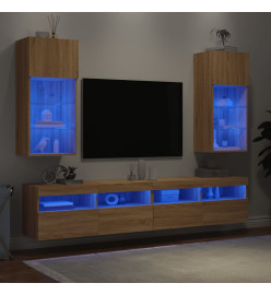 Meubles TV avec lumières LED 2 pcs chêne sonoma 40,5x30x90 cm