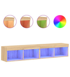 Meubles TV avec lumières LED 2 pcs chêne sonoma 80x30x30 cm