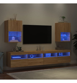 Meubles TV avec lumières LED 2 pcs chêne sonoma 40,5x30x60 cm