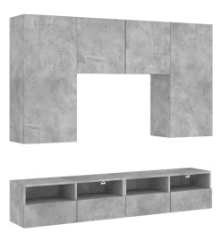 Unités murales TV 5 pcs gris béton bois d'ingénierie