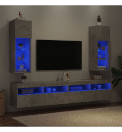 Meubles TV avec lumières LED 2 pcs gris béton 30,5x30x90 cm