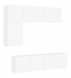 Unités murales TV 5 pcs blanc bois d'ingénierie