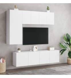 Unités murales TV 5 pcs blanc bois d'ingénierie