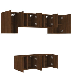 Unités murales TV 6 pcs chêne marron bois d'ingénierie