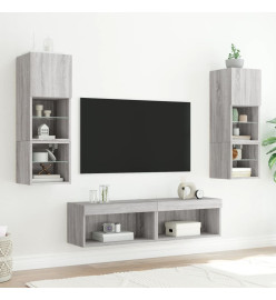 Meubles TV avec lumières LED 2 pcs sonoma gris 60x30x30 cm