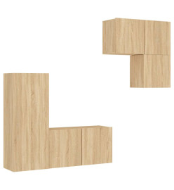 Unités murales TV 4 pcs chêne sonoma bois d'ingénierie