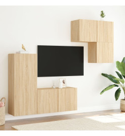 Unités murales TV 4 pcs chêne sonoma bois d'ingénierie