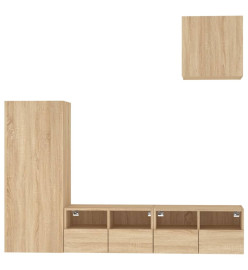 Unités murales TV 4 pcs chêne sonoma bois d'ingénierie