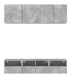 Unités murales TV 5 pcs gris béton bois d'ingénierie