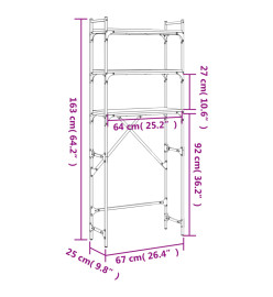 Étagère de lave-linge chêne fumé 67x25x163 cm bois d'ingénierie